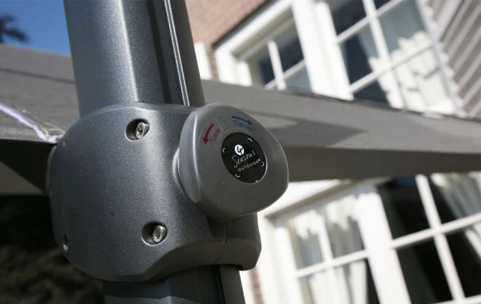 4 Seasons Siesta Parasol 3.5m Round Charcoal with 125kg Granite Base and Wheels - Mill Race Garden Centre