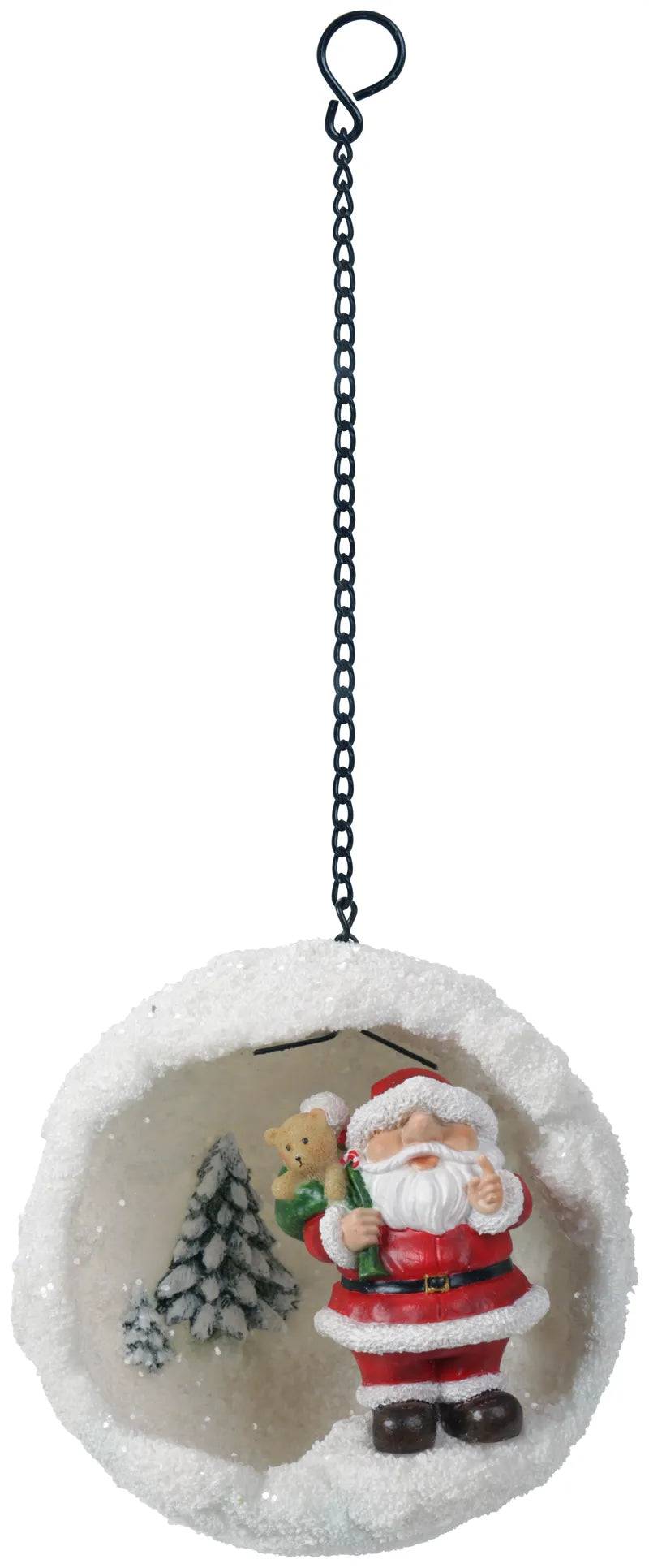 Hanging Playful Santa Snowball Ornament by Vivid Arts - Mill Race Garden Centre