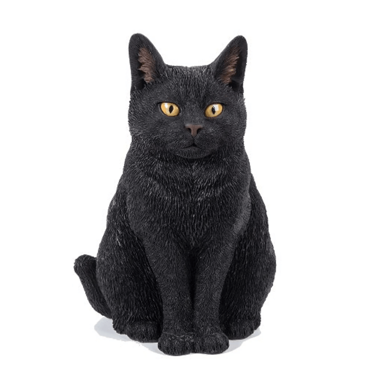 Real Life Black Sitting Cat Size B Resin Ornament by Vivid Arts - Mill Race Garden Centre