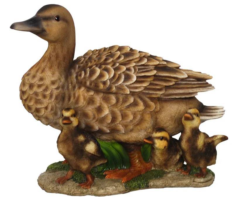 Real Life Duck with Ducklings Ornament by Vivid Arts - Mill Race Garden Centre