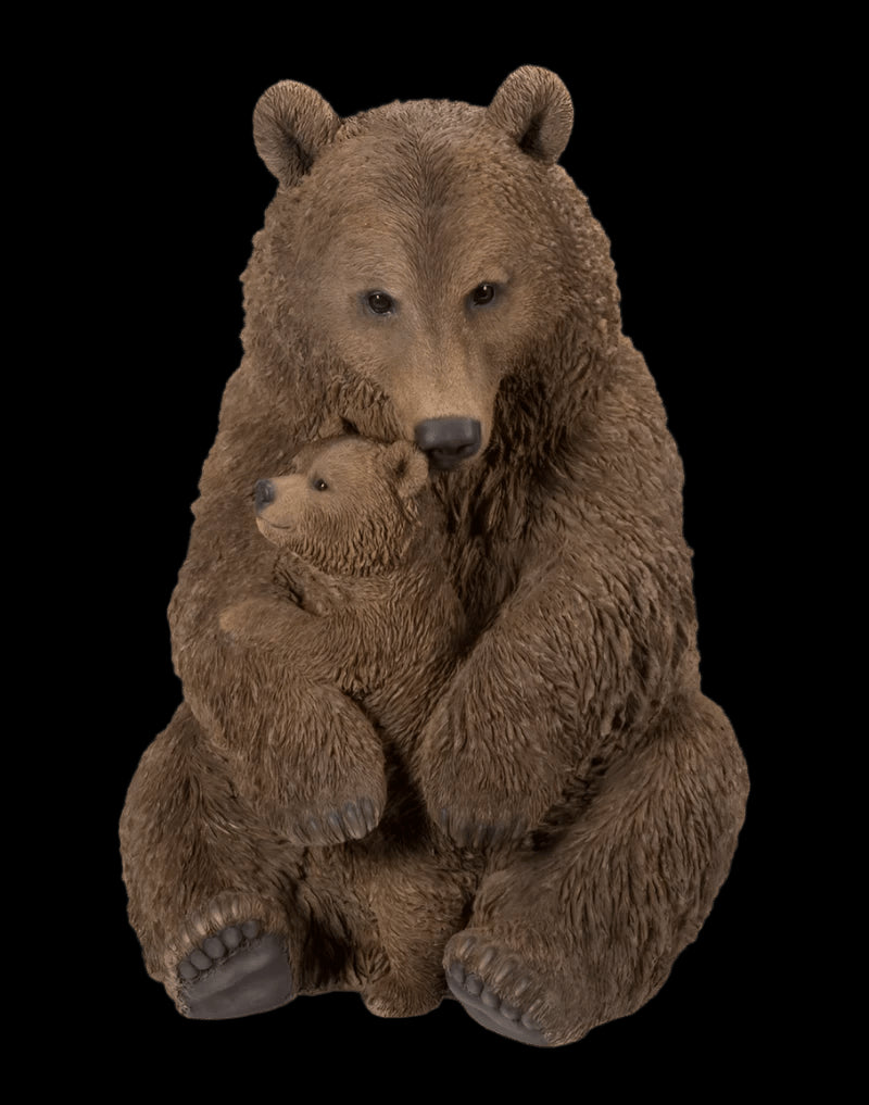 Real Life Mother and Baby Brown Bear Resin Ornament by Vivid Arts - Mill Race Garden Centre