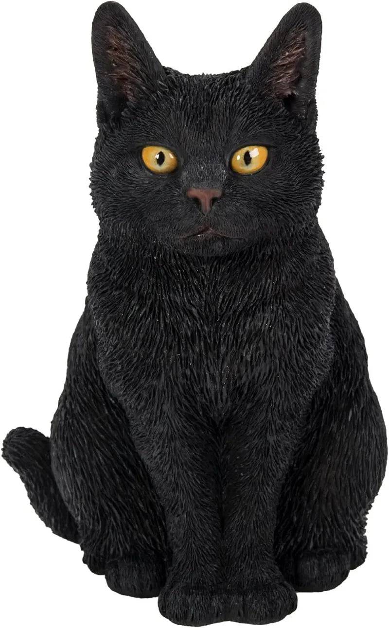 Real Life Sitting Black Cat Ornament Size D by Vivid Arts - Mill Race Garden Centre