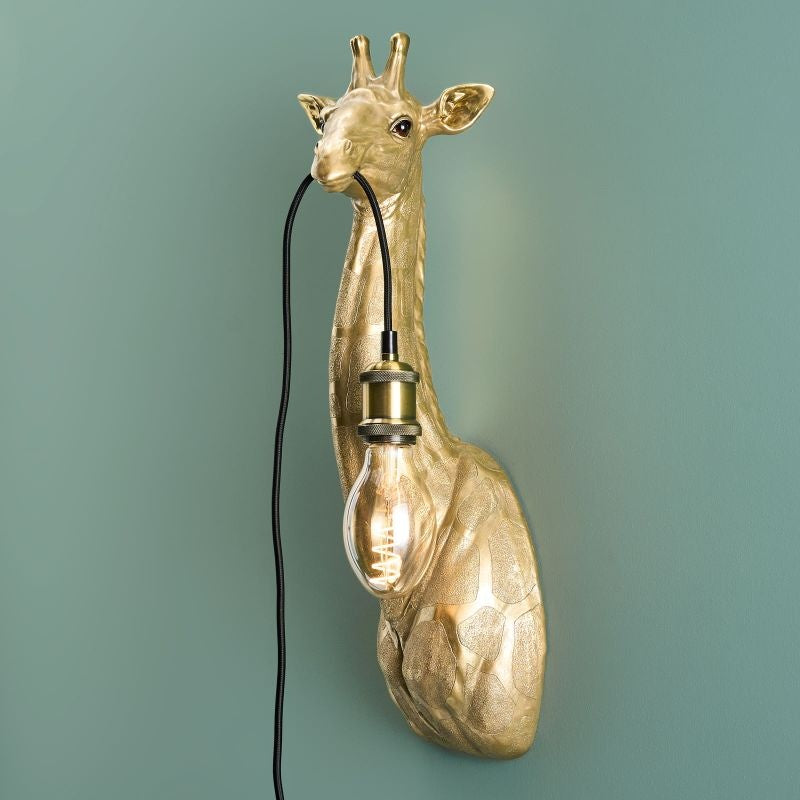 Werner Vob WERNS® Lucie Giraffe wall light, luxury German designer gold indoor lamp, 61cm tall, animal-themed lighting fixture.