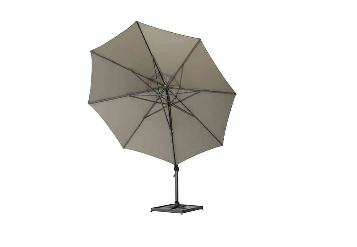 4 Seasons Siesta Parasol 3.5m Round Taupe with 125kg Granite Base and Wheels - Mill Race Garden Centre
