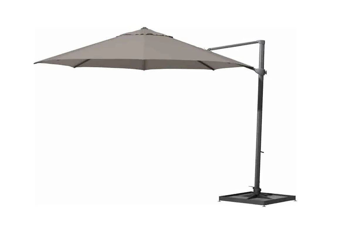 4 Seasons Siesta Parasol 3.5m Round Taupe with 125kg Granite Base and Wheels - Mill Race Garden Centre