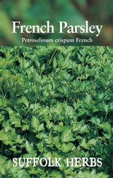 Fresh French parsley bunch from Suffolk Herbs, packaged by E.W. King & Co. Ltd., on clearance, vibrant green leaves and aromatic herbs.