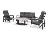 Kettler Tudor 3-seat sofa set with two reclining chairs, a bench, and a 140x80cm table in a metal lounge furniture design.