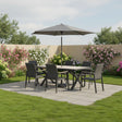 Kettler Tudor 6-seat metal dining set with 180x90cm table, parasol, and base, featuring a stylish outdoor furniture design.