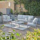 Kettler Trento 5-seat rope lounge set with metal frame and cushions, shown in a stylish outdoor living space.