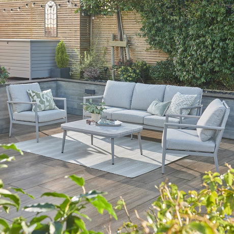 Kettler Trento 5-seat rope lounge set with metal frame and cushions, outdoor patio furniture for relaxing and entertaining.