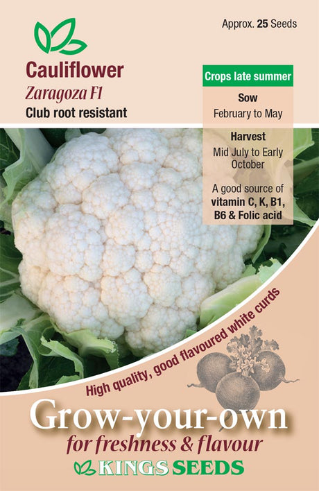 Cauliflower Zaragoza F1 by Kings Seeds - Mill Race Garden Centre