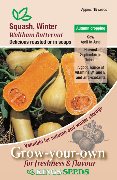 Winter Squash Waltham Butternut by Kings Seeds - Mill Race Garden Centre