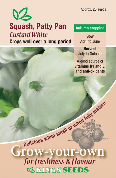 Squash Patty Pan Custard White by Kings Seeds - Mill Race Garden Centre