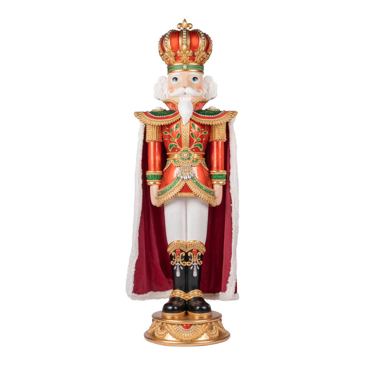 TimStor 150cm (1.5m) Life-Size LED Nutcracker King Statement Figurine – Luxury Royal Guard with Fur-Trimmed Cape & Jewel Crown