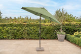 Kettler 3m wind-up meadow parasol with grey frame, auto tilt, night cover, and wind-up mechanism for outdoor furniture.