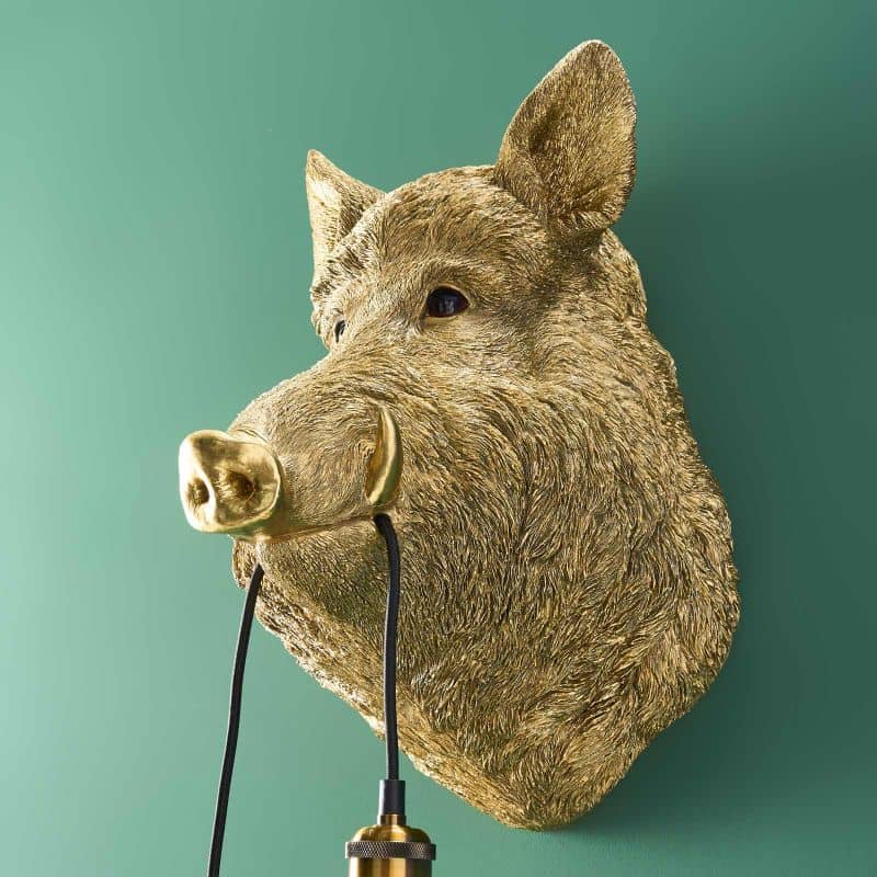WERNS® Wild Boar / Pig Willy Gold Wall Lamp