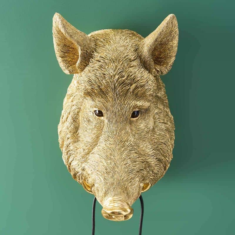 WERNS® Wild Boar / Pig Willy Gold Wall Lamp
