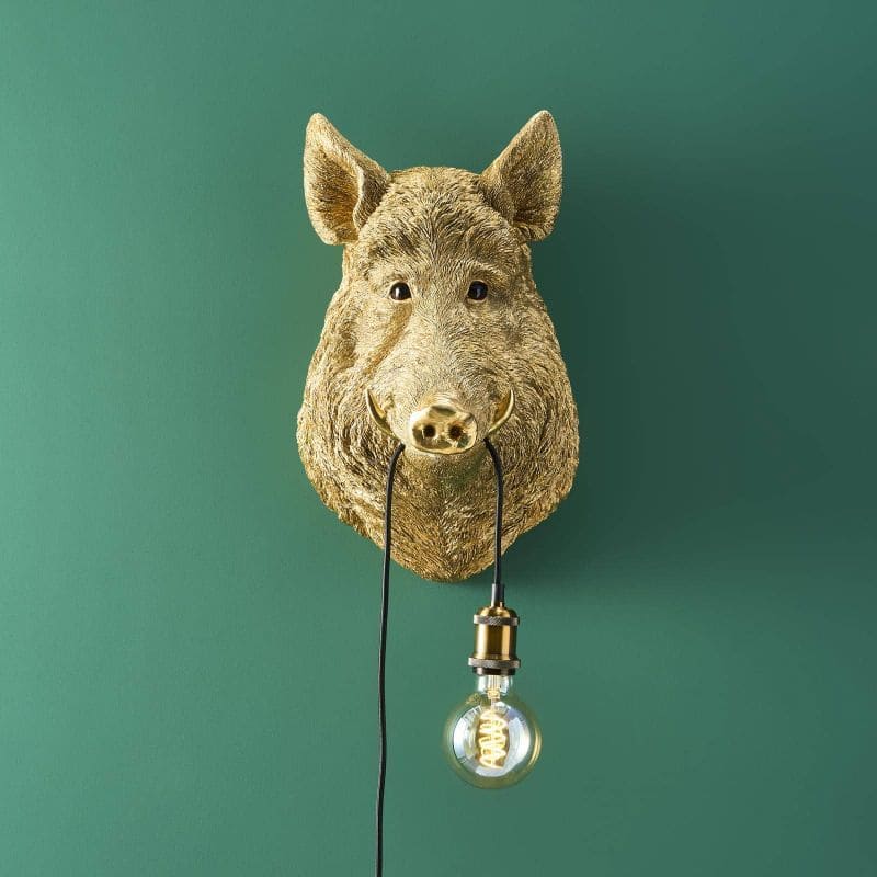 WERNS® Wild Boar / Pig Willy Gold Wall Lamp