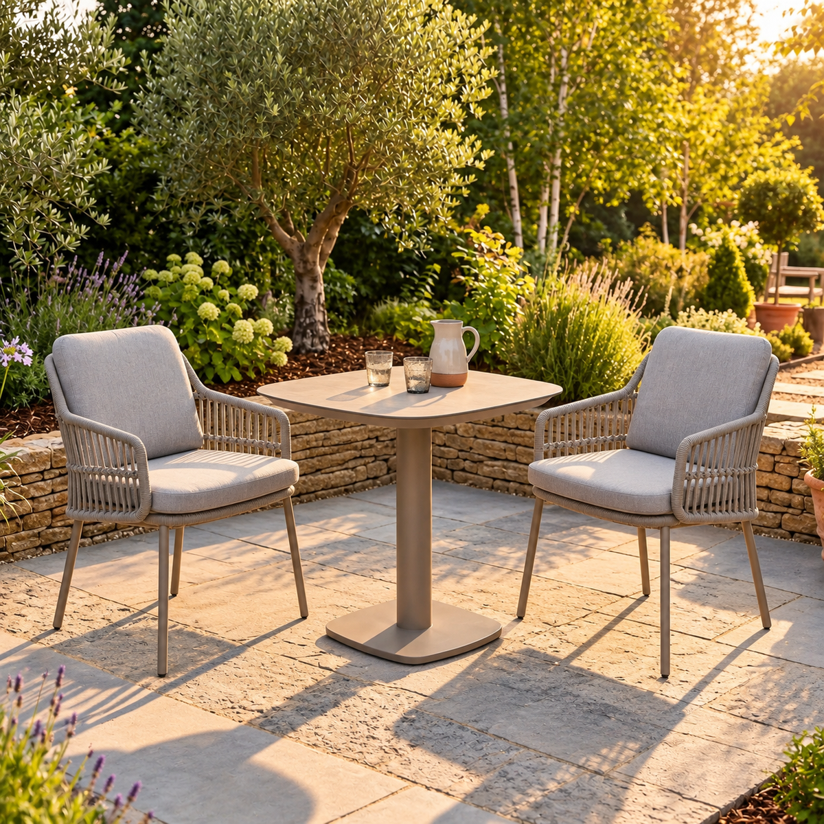 4 Seasons Outdoor Alicante 2-Seater Bistro Set with Manolo 75 cm Ceramic Dining Table