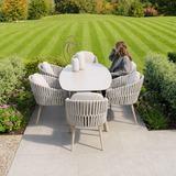 4 Seasons Outdoor Eva 6 Seat Dining Set with Manolo 180cm Barrel Ceramic Dining Table