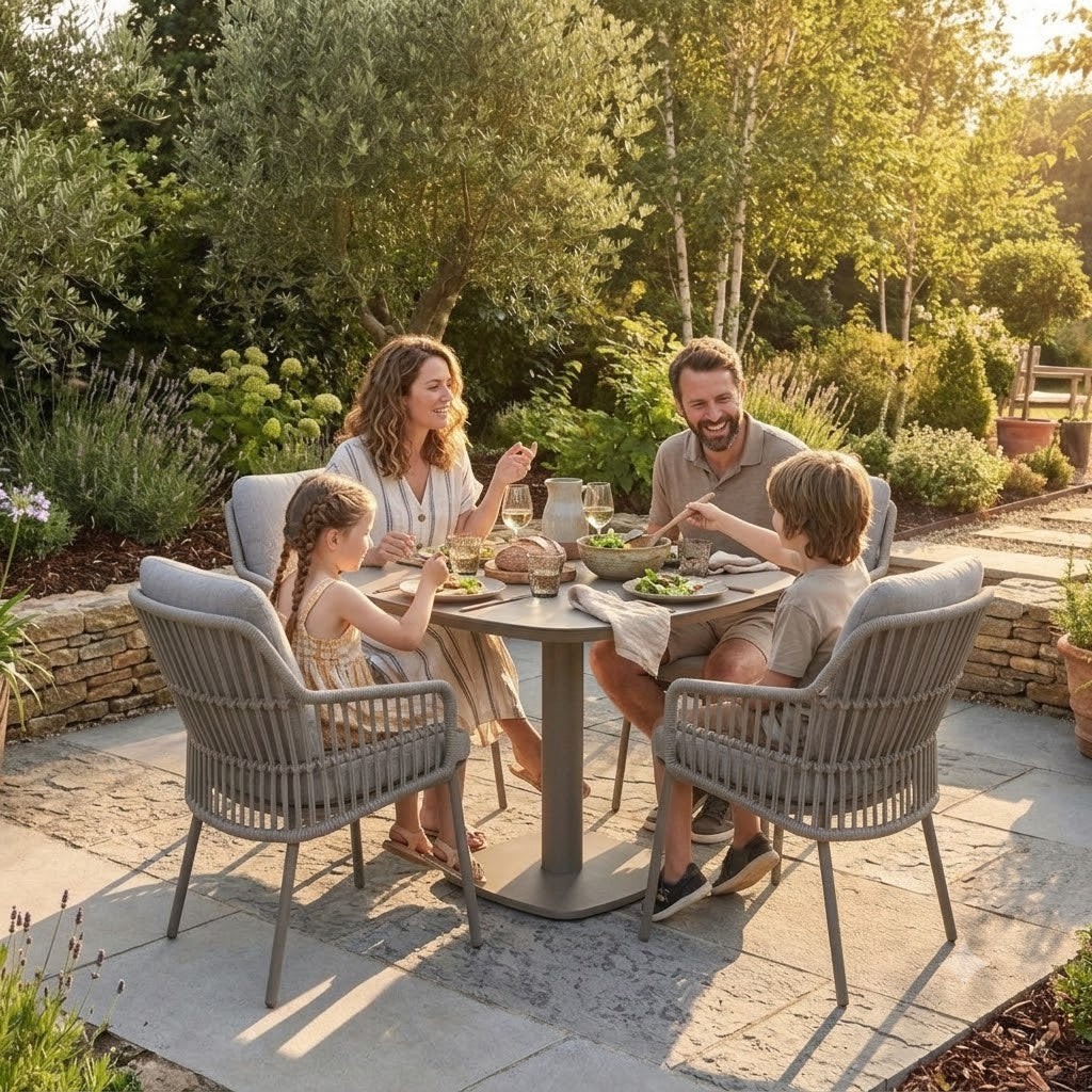 4 Seasons Outdoor Alicante 4-Seat Garden Dining Set with Manolo 75cm Ceramic Table