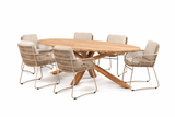 4 Seasons Outdoor Murcia 6-seat dining set with 240cm oval Prado teak table, outdoor wood furniture for dining and entertaining.