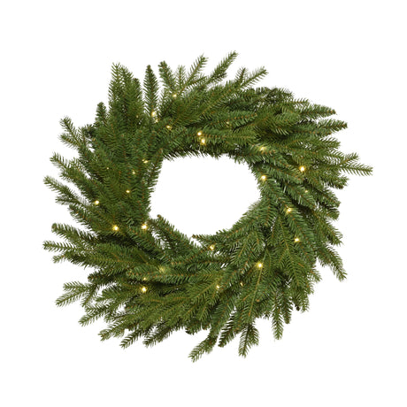 50cm Green Prelit Battery Operated Allison Wreath by Kaemingk - Mill Race Garden Centre