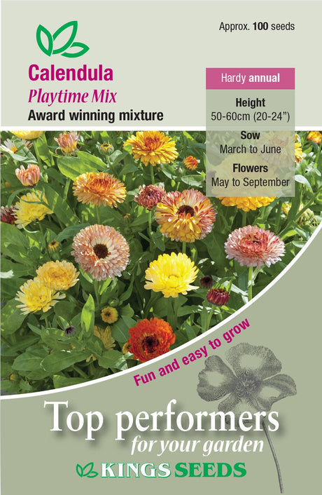 Calendula Playtime Mix by Kings Seeds - Mill Race Garden Centre