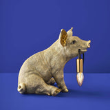 Gold WERNS® Piggy Pig table lamp by Werner Vob, featuring a luxury designer pig shape for stylish indoor statement lighting.