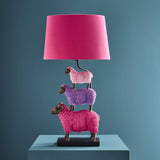 Colorful pink WERNS® sheep table lamp by Werner Vob, luxury designer statement lighting for home interior decor.