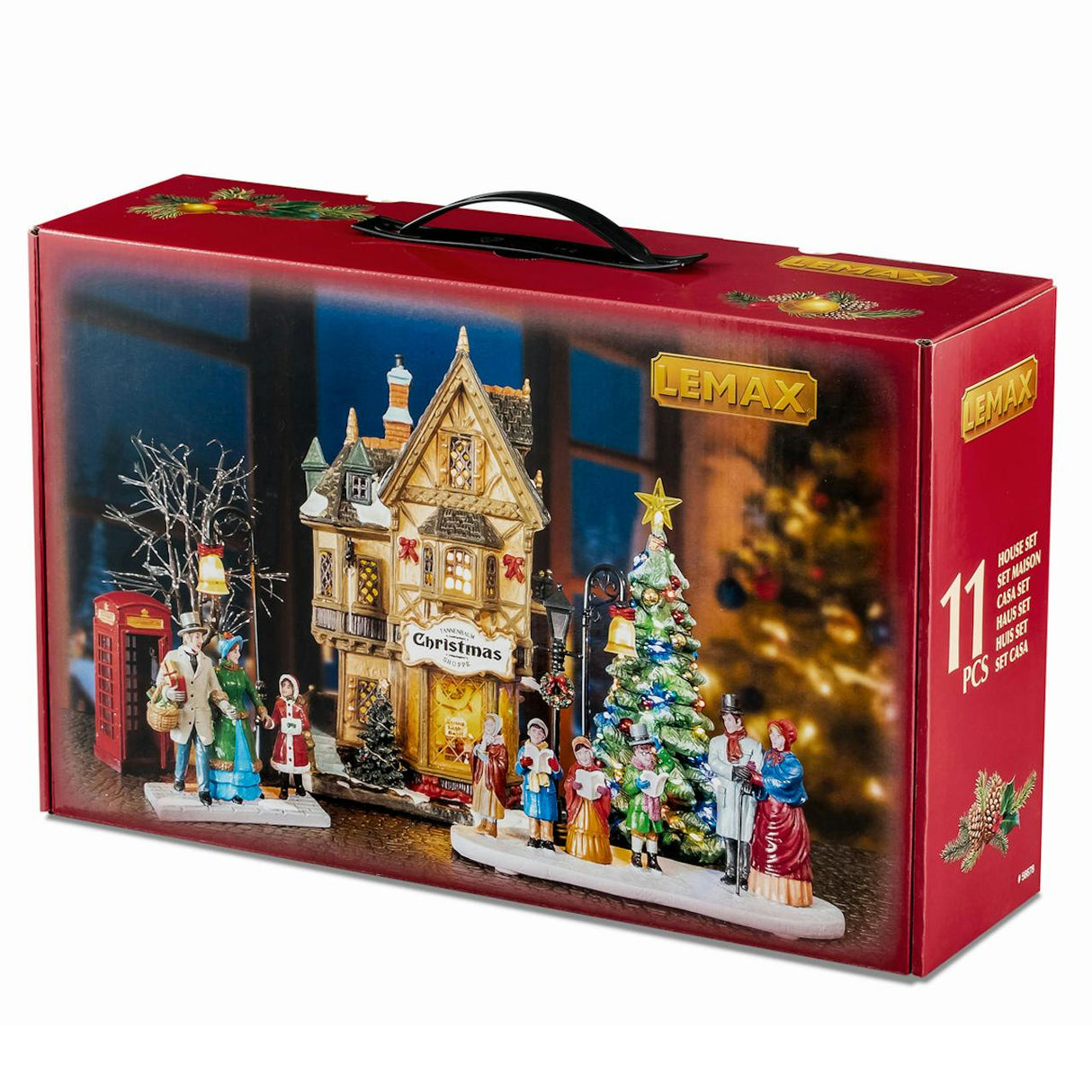 Lemax Tannenbaum Christmas Shoppe house set with white building and adaptor, part of Lemax Christmas Village collection.