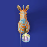 Blue and orange zebra-patterned wall lamp by Werner Vob, designed for stylish indoor home lighting.