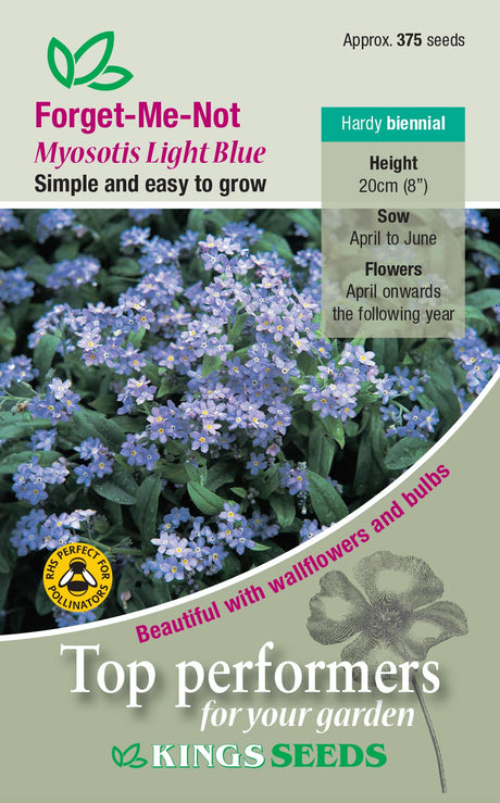 Forget Me Not Light Blue by Kings Seeds. - Mill Race Garden Centre