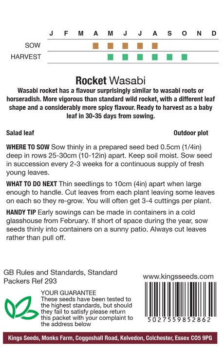Rocket Wasabi Salad Leaf Seeds - Mill Race Garden Centre