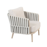 4 Seasons Outdoor Eva lounge set with two Monroe coffee tables and cushions, featuring metal frame and plush seating.