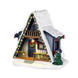 Lemax A-Frame Rental Home table accent for Christmas village displays, detailed miniature holiday scene with festive decorations.