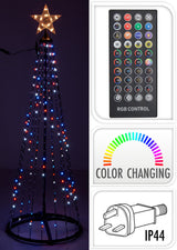 Koopman 150cm black skeleton tree with 370 RGB LED lights, app and remote control, on white background
