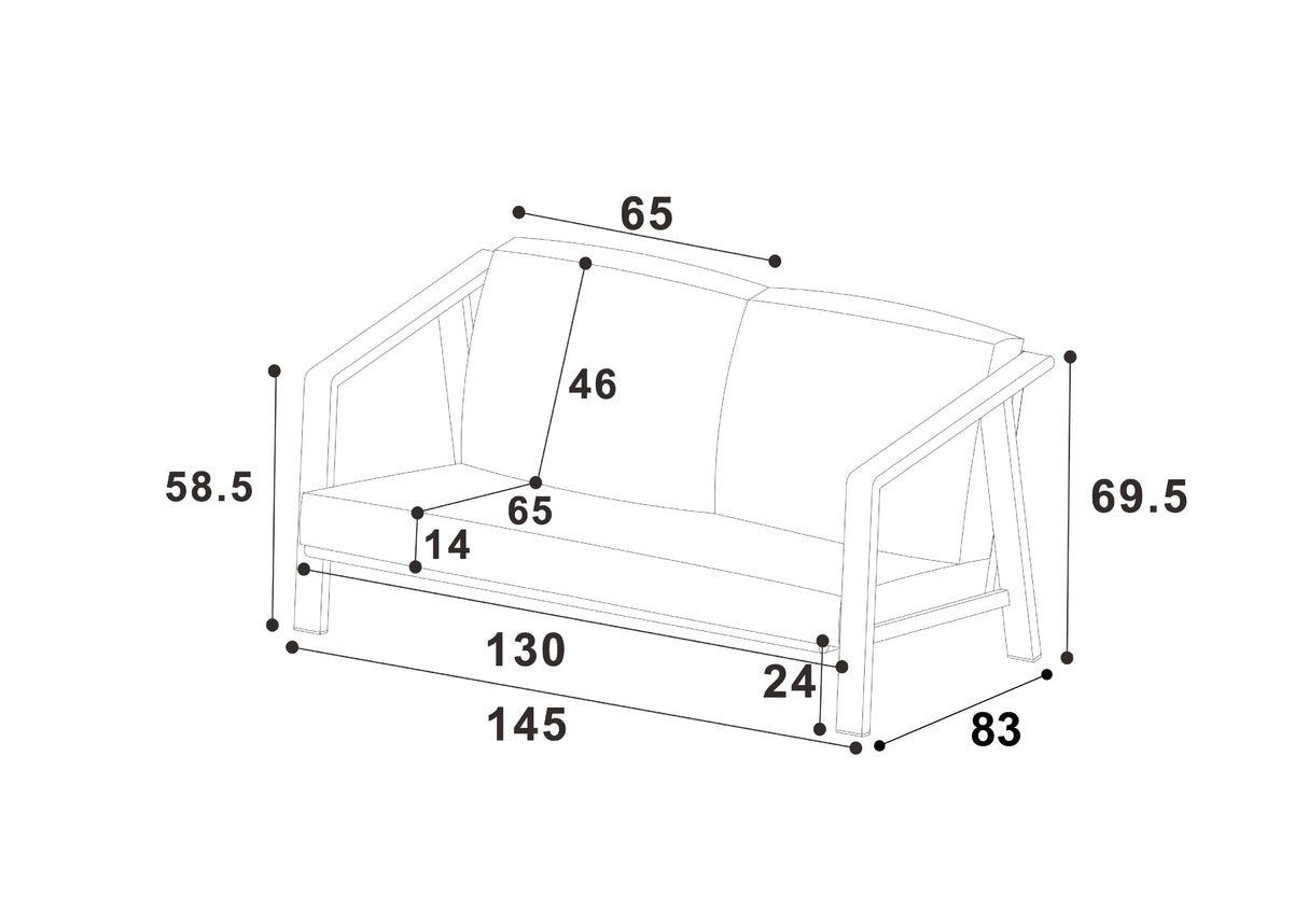 Hartman Alora 2-seat lounge sofa in sage aluminum, part of garden furniture set with cushions and modern outdoor design.