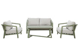 Hartman Alora 2-seat lounge set in sage aluminum with woven rope design, perfect for outdoor garden relaxation.