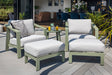Hartman Alora companion set with two chairs and footstools in sage aluminum rope garden furniture, suitable for outdoor patio use.