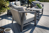 Hartman Alora 2-seat lounge set in taupe with metal frame, outdoor furniture for relaxing and entertaining.