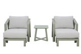Hartman Alora companion set with sage aluminum rope garden furniture, includes two chairs and footstools, ideal for outdoor relaxation.