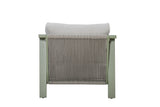Hartman Alora companion set with footstools in sage aluminium rope garden furniture, showing lounge chairs from the back.