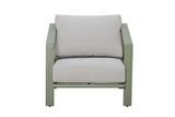 Hartman Alora companion set with footstools in sage aluminum rope garden furniture, featuring lounge chairs and matching footstools.