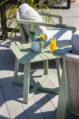 Hartman Alora Sage aluminium rope companion set with matching footstools for garden outdoor seating and relaxation.