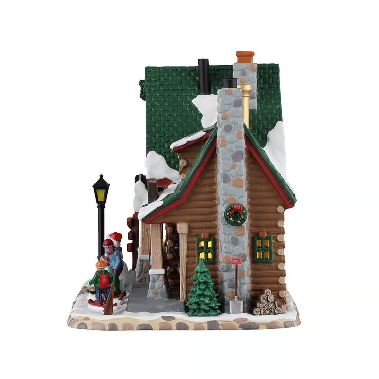Lemax Alpine Adventures Ski School illuminated building from Christmas village display, featuring a cozy ski school scene with lights.