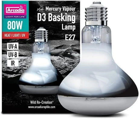 Arcadia Mini Mercury Vapour D3 UV Basking Lamp 80W - Mill Race Garden Centre