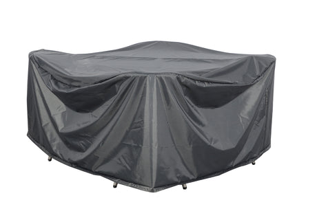Hartman Sonas 4-seat dining set cover in durable fabric, protecting outdoor furniture from weather elements.