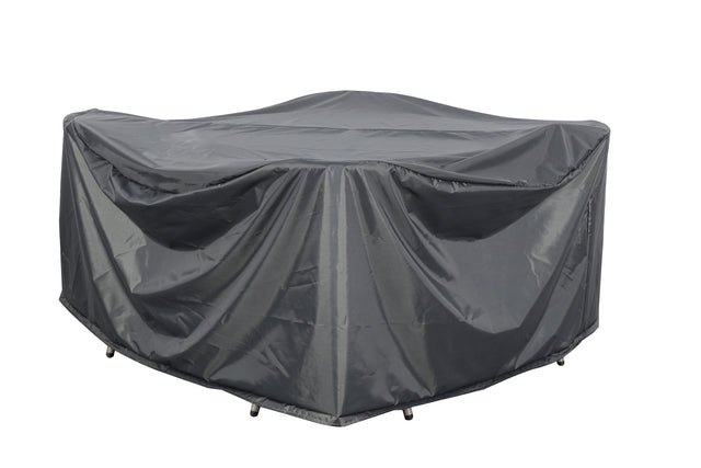 Hartman Sonas 4-seat dining set cover in durable fabric, protecting outdoor furniture from weather elements.