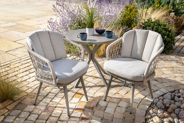 Hartman Aries Bistro Set with metal table and two chairs, outdoor furniture suitable for small patios or gardens.